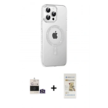 MARSİLYAN™- iPhone 14 Pro Max Kılıf Yörünge Koleksiyonu - Siyah Mat Seramik Nano Ekran Koruyucu + Bilvis Titan Kamera Lens - GS