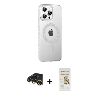 MARSİLYAN™- iPhone 14 Pro Max Kılıf Yörünge Koleksiyonu - Siyah Mat Seramik Nano Ekran Koruyucu + Raze Metal Kamera Lens - GD