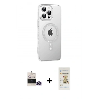 MARSİLYAN™- iPhone 14 Pro Max Kılıf Yörünge Koleksiyonu - Siyah Mat Seramik Nano Ekran Koruyucu + Bilvis Titan Kamera Lens - SH