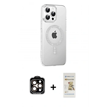 MARSİLYAN™- iPhone 14 Pro Max Kılıf Yörünge Koleksiyonu - Siyah Mat Seramik Nano Ekran Koruyucu + PVD Metal Kamera Lens - TU