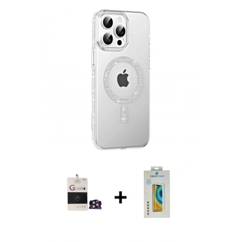 MARSİLYAN™- iPhone 14 Pro Max Kılıf Yörünge Koleksiyonu - Siyah Polymer Nano Ekran Koruyucu + Bilvis Titan Kamera Lens - GD