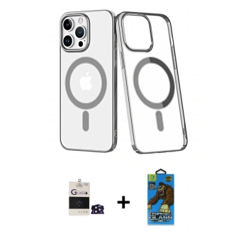 MARSİLYAN™- iPhone 14 Pro Max Kılıf Yörünge Minimal - Siyah 18D Cam Ekran Koruyucu + Bilvis Titan Kamera Lens - DNMR