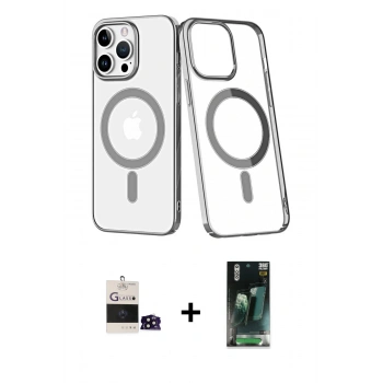 MARSİLYAN™- iPhone 14 Pro Max Kılıf Yörünge Minimal - Siyah 360 Mat Full Body Arka Koruyucu + Bilvis Titan Kamera Lens - SH