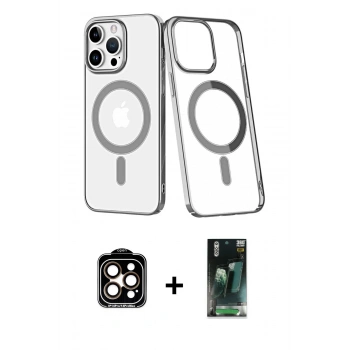 MARSİLYAN™- iPhone 14 Pro Max Kılıf Yörünge Minimal - Siyah 360 Mat Full Body Arka Koruyucu + PVD Metal Kamera Lens - TU