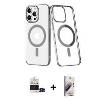 MARSİLYAN™- iPhone 14 Pro Max Kılıf Yörünge Minimal - Siyah Bilvis 3D Mat Cam Ekran Koruyucu + Bilvis Titan Kamera Lens - SH