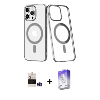MARSİLYAN™- iPhone 14 Pro Max Kılıf Yörünge Minimal - Siyah Bilvis 5in1 3D Magic Cam Ekran Koruyucu + Bilvis Titan Kamera Lens - DNMR