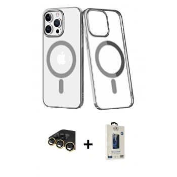 MARSİLYAN™- iPhone 14 Pro Max Kılıf Yörünge Minimal - Siyah Bilvis Hayalet Cam Ekran Koruyucu + Raze Metal Kamera Lens - GD