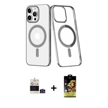 MARSİLYAN™- iPhone 14 Pro Max Kılıf Yörünge Minimal - Siyah Buffer Cam Ekran Koruyucu + Bilvis Titan Kamera Lens - DNMR
