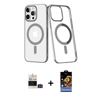 MARSİLYAN™- iPhone 14 Pro Max Kılıf Yörünge Minimal - Siyah Buffer Hayalet Cam Ekran Koruyucu + Bilvis Titan Kamera Lens - DNMR