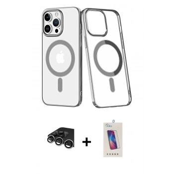 MARSİLYAN™- iPhone 14 Pro Max Kılıf Yörünge Minimal - Siyah Joko 5D Cam + Raze Metal Kamera Lens - GS