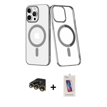 MARSİLYAN™- iPhone 14 Pro Max Kılıf Yörünge Minimal - Siyah Joko 5D Cam + Raze Metal Kamera Lens - GD