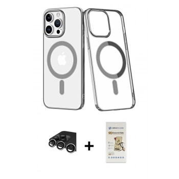 MARSİLYAN™- iPhone 14 Pro Max Kılıf Yörünge Minimal - Siyah Mat Seramik Nano Ekran Koruyucu + Raze Metal Kamera Lens - GS