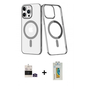 MARSİLYAN™- iPhone 14 Pro Max Kılıf Yörünge Minimal - Siyah Polymer Nano Ekran Koruyucu + Bilvis Titan Kamera Lens - GS