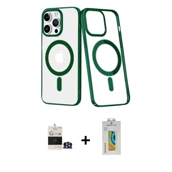 MARSİLYAN™- iPhone 14 Pro Max Kılıf Yörünge Minimal - Siyah Polymer Nano Ekran Koruyucu + Bilvis Titan Kamera Lens - GD