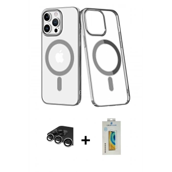 MARSİLYAN™- iPhone 14 Pro Max Kılıf Yörünge Minimal - Siyah Polymer Nano Ekran Koruyucu + Raze Metal Kamera Lens - GS