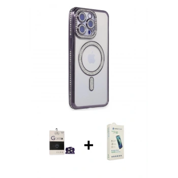 MARSİLYAN™- iPhone 14 Pro Max Kılıf Zirve Doku Prime - Şeffaf Pasifik Cam Ekran Koruyucu + Bilvis Titan Kamera Lens - GS