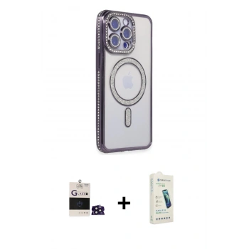 MARSİLYAN™- iPhone 14 Pro Max Kılıf Zirve Doku Prime - Şeffaf Pasifik Cam Ekran Koruyucu + Bilvis Titan Kamera Lens - DNMR