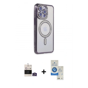 MARSİLYAN™- iPhone 14 Pro Max Kılıf Zirve Doku Prime - Şeffaf Royal Nano Ekran Koruyucu + Bilvis Titan Kamera Lens - GS