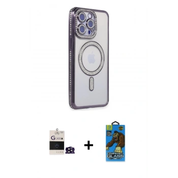MARSİLYAN™- iPhone 14 Pro Max Kılıf Zirve Doku Prime - Siyah 18D Cam Ekran Koruyucu + Bilvis Titan Kamera Lens - DNMR