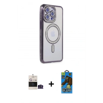 MARSİLYAN™- iPhone 14 Pro Max Kılıf Zirve Doku Prime - Siyah 18D Cam Ekran Koruyucu + Bilvis Titan Kamera Lens - SH