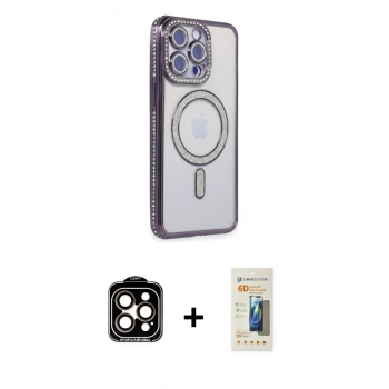 MARSİLYAN™- iPhone 14 Pro Max Kılıf Zirve Doku Prime - Siyah 6D Mat Seramik Hayalet Nano Ekran Koruyucu + PVD Metal Kamera Lens - TU