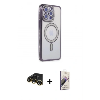 MARSİLYAN™- iPhone 14 Pro Max Kılıf Zirve Doku Prime - Siyah Bilvis 3D Mat Cam Ekran Koruyucu + Raze Metal Kamera Lens - GD