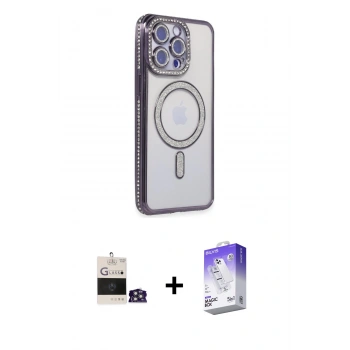 MARSİLYAN™- iPhone 14 Pro Max Kılıf Zirve Doku Prime - Siyah Bilvis 5in1 3D Magic Cam Ekran Koruyucu + Bilvis Titan Kamera Lens - GS