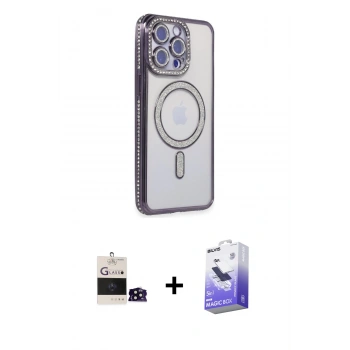 MARSİLYAN™- iPhone 14 Pro Max Kılıf Zirve Doku Prime - Siyah Bilvis 5in1 5D Magic Hayalet Cam Ekran Koruyucu + Bilvis Titan Kamera Lens - SH