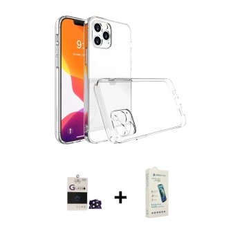MARSİLYAN™- iPhone 14 Pro Max Kılıf Zirve Doku - Şeffaf Pasifik Cam Ekran Koruyucu + Bilvis Titan Kamera Lens - DNMR