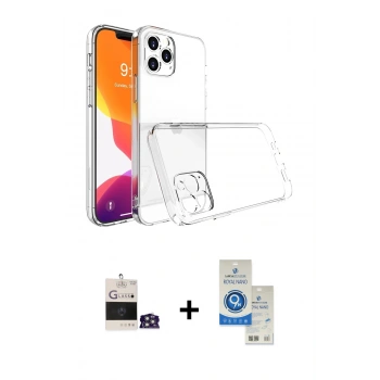 MARSİLYAN™- iPhone 14 Pro Max Kılıf Zirve Doku - Şeffaf Royal Nano Ekran Koruyucu + Bilvis Titan Kamera Lens - GS