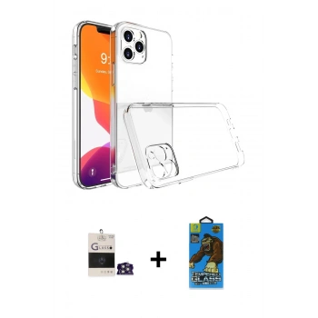 MARSİLYAN™- iPhone 14 Pro Max Kılıf Zirve Doku - Siyah 18D Cam Ekran Koruyucu + Bilvis Titan Kamera Lens - GS