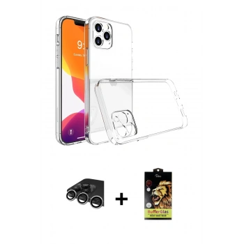 MARSİLYAN™- iPhone 14 Pro Max Kılıf Zirve Doku - Siyah Buffer Cam Ekran Koruyucu + Raze Metal Kamera Lens - GS