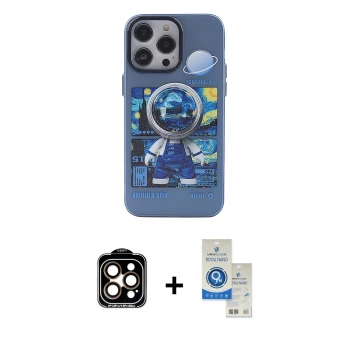 MARSİLYAN™- iPhone 14 Pro Max Kılıf Zirve Form Özel Seri - Şeffaf Royal Nano Ekran Koruyucu + PVD Metal Kamera Lens - TU