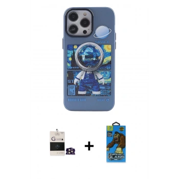 MARSİLYAN™- iPhone 14 Pro Max Kılıf Zirve Form Özel Seri - Siyah 18D Cam Ekran Koruyucu + Bilvis Titan Kamera Lens - GD