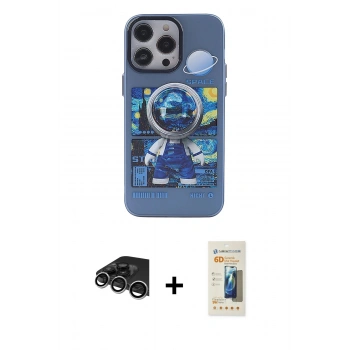 MARSİLYAN™- iPhone 14 Pro Max Kılıf Zirve Form Özel Seri - Siyah 6D Mat Seramik Hayalet Nano Ekran Koruyucu + Raze Metal Kamera Lens - GS