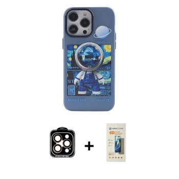 MARSİLYAN™- iPhone 14 Pro Max Kılıf Zirve Form Özel Seri - Siyah 6D Mat Seramik Hayalet Nano Ekran Koruyucu + PVD Metal Kamera Lens - TU