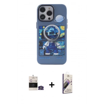 MARSİLYAN™- iPhone 14 Pro Max Kılıf Zirve Form Özel Seri - Siyah Bilvis 3D Mat Cam Ekran Koruyucu + Bilvis Titan Kamera Lens - GS