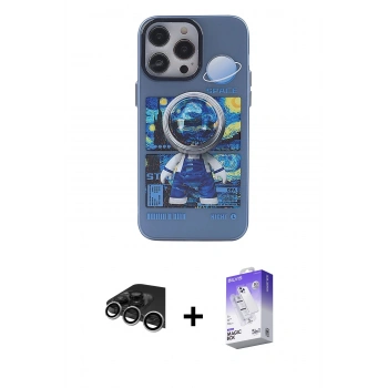 MARSİLYAN™- iPhone 14 Pro Max Kılıf Zirve Form Özel Seri - Siyah Bilvis 5in1 3D Magic Cam Ekran Koruyucu + Raze Metal Kamera Lens - GS