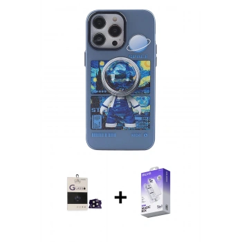 MARSİLYAN™- iPhone 14 Pro Max Kılıf Zirve Form Özel Seri - Siyah Bilvis 5in1 3D Magic Cam Ekran Koruyucu + Bilvis Titan Kamera Lens - SH