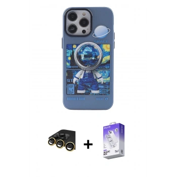 MARSİLYAN™- iPhone 14 Pro Max Kılıf Zirve Form Özel Seri - Siyah Bilvis 5in1 3D Magic Cam Ekran Koruyucu + Raze Metal Kamera Lens - GD