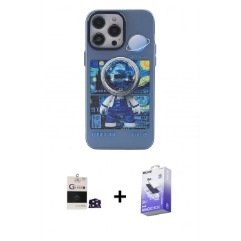 MARSİLYAN™- iPhone 14 Pro Max Kılıf Zirve Form Özel Seri - Siyah Bilvis 5in1 5D Magic Hayalet Cam Ekran Koruyucu + Bilvis Titan Kamera Lens - DNMR