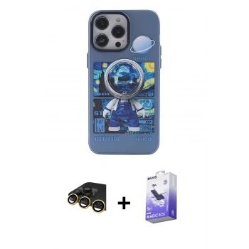 MARSİLYAN™- iPhone 14 Pro Max Kılıf Zirve Form Özel Seri - Siyah Bilvis 5in1 5D Magic Hayalet Cam Ekran Koruyucu + Raze Metal Kamera Lens - GD