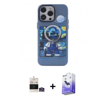 MARSİLYAN™- iPhone 14 Pro Max Kılıf Zirve Form Özel Seri - Siyah Bilvis 5in1 5D Magic Hayalet Cam Ekran Koruyucu + Bilvis Titan Kamera Lens - GD