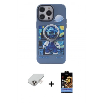 MARSİLYAN™- iPhone 14 Pro Max Kılıf Zirve Form Özel Seri - Siyah Buffer Hayalet Cam Ekran Koruyucu + Band Metal Kamera Lens - GD