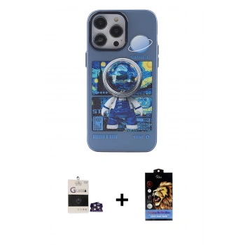 MARSİLYAN™- iPhone 14 Pro Max Kılıf Zirve Form Özel Seri - Siyah Buffer Hayalet Cam Ekran Koruyucu + Bilvis Titan Kamera Lens - GS
