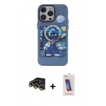MARSİLYAN™- iPhone 14 Pro Max Kılıf Zirve Form Özel Seri - Siyah Joko 5D Cam + Raze Metal Kamera Lens - GD