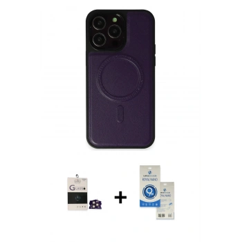 MARSİLYAN™- iPhone 14 Pro Max Kılıf Zirve Işık Serisi - Şeffaf Royal Nano Ekran Koruyucu + Bilvis Titan Kamera Lens - GD