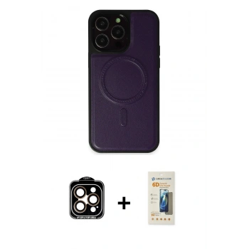 MARSİLYAN™- iPhone 14 Pro Max Kılıf Zirve Işık Serisi - Siyah 6D Mat Seramik Hayalet Nano Ekran Koruyucu + PVD Metal Kamera Lens - TU