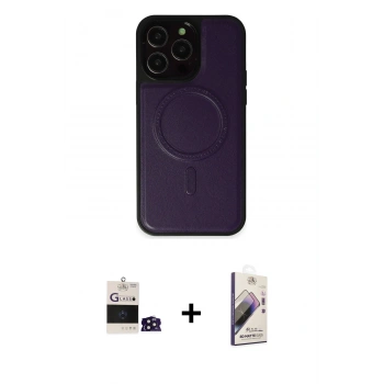 MARSİLYAN™- iPhone 14 Pro Max Kılıf Zirve Işık Serisi - Siyah Bilvis 3D Mat Cam Ekran Koruyucu + Bilvis Titan Kamera Lens - DNMR