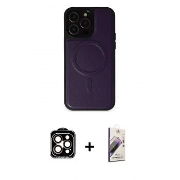 MARSİLYAN™- iPhone 14 Pro Max Kılıf Zirve Işık Serisi - Siyah Bilvis 3D Mat Cam Ekran Koruyucu + PVD Metal Kamera Lens - TU